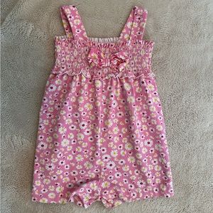 Mayoral Smocked Top Floral Bow Romper